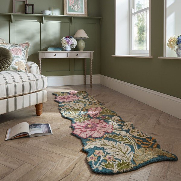 Wełniany chodnik tkany ręcznie 60x230 cm Daphne Shaped Floral – Flair Rugs-image-1