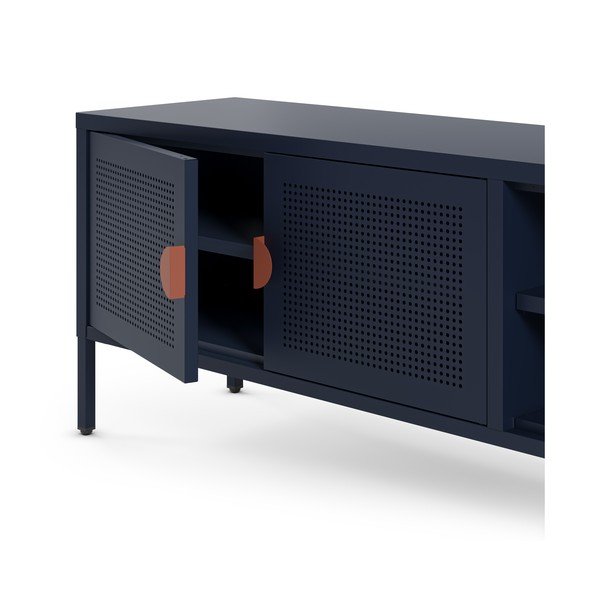 Ciemnoniebieska metalowa szafka pod TV 160x50x35 cm Sayla – Marckeric-image-4