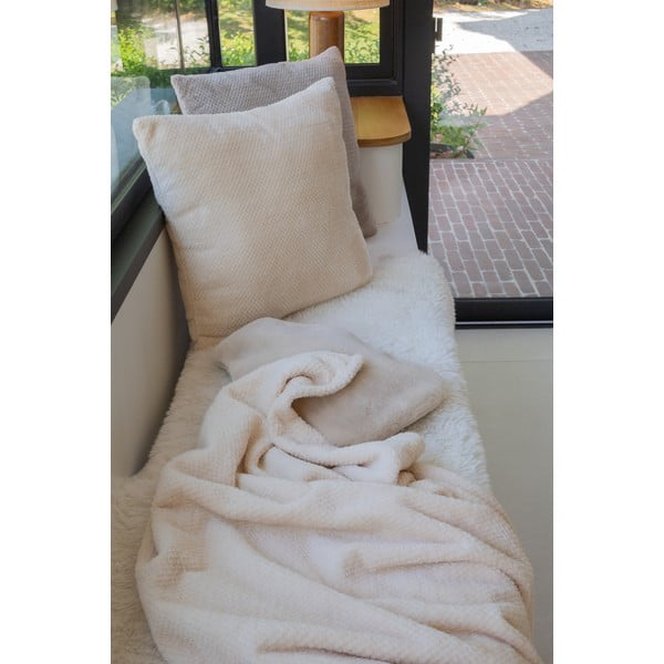 Koc z mikropluszu w kolorze kości słoniowej 150x200 cm Pippa – Tiseco Home Studio-image-1