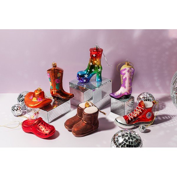 Szklana ozdoba świąteczna 7 cm Cowboy Boot – Sass & Belle-image-2