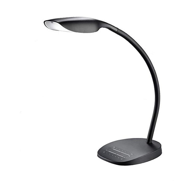 Czarna lampa stołowa LED Trio Swan, wys. 48 cm