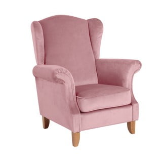 Różowy aksamitny fotel Max Winzer Verita Velvet