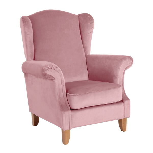 Różowy aksamitny fotel Max Winzer Verita Velvet