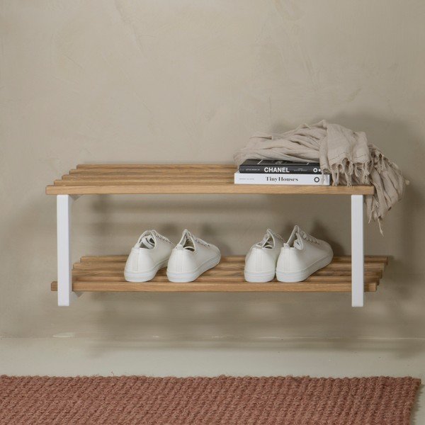 Biała/w naturalnym kolorze metalowa wisząca szafka na buty 71x26x34 cm Marco – Spinder Design-image-3