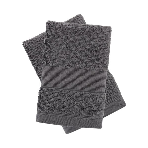 Ciemnoszare bawełniane ręczniki frotte zestaw 2 szt. 30x30 cm Anti-Bacterial – Catherine Lansfield