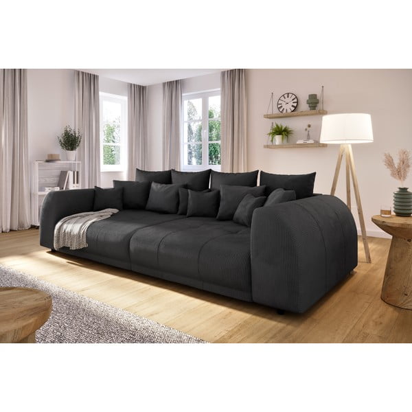 Czarna sztruksowa sofa 310 cm Vanessa – Ropez-image-3