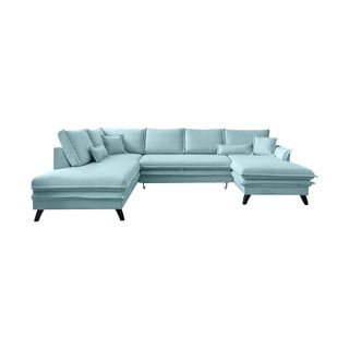 Jasnoniebieska rozkładana sofa w kształcie litery "U" Miuform Charming Charlie, lewostronna