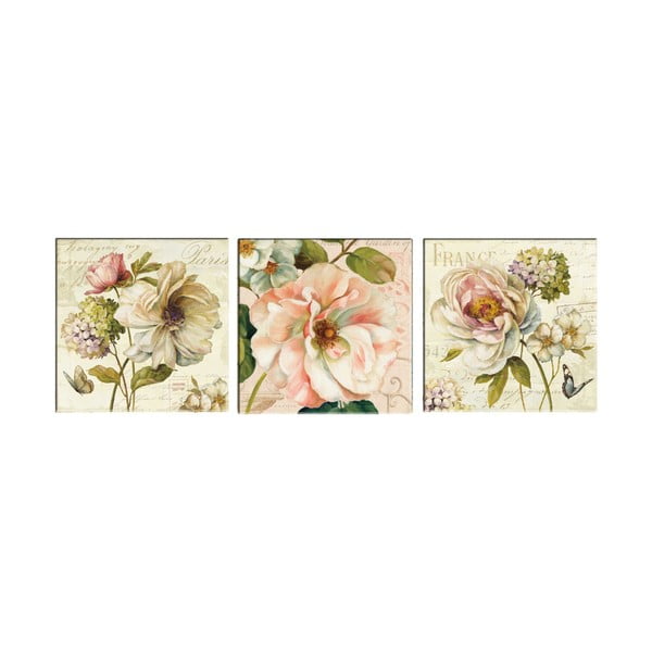 Zestaw 3 obrazów Tablo Center Vintage Flowers