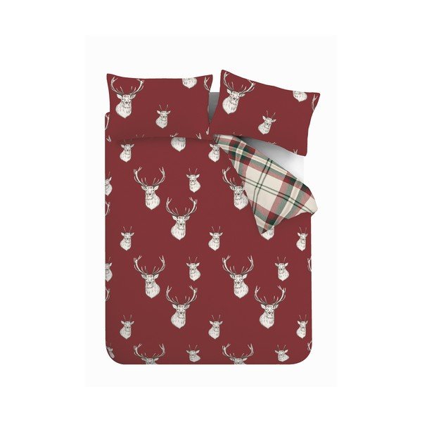 Czerwona pościel dwuosobowa 230x220 cm Munro Stag Check – Catherine Lansfield