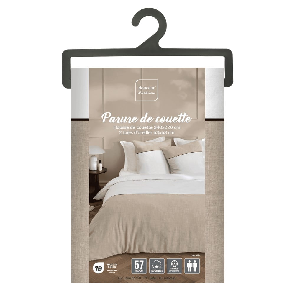 Biało-beżowa bawełniana pościel dwuosobowa 240x220 cm Gabrielle – douceur d'intérieur (zdjęcie 6)