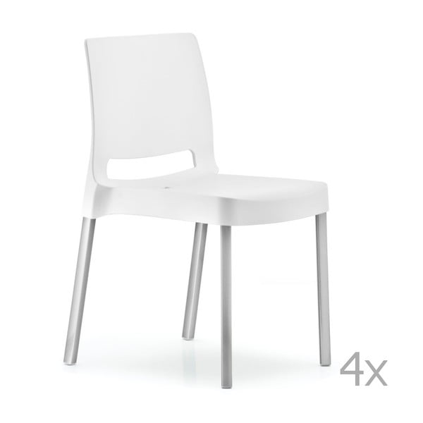 Zestaw 4 białych krzeseł Pedrali Joi