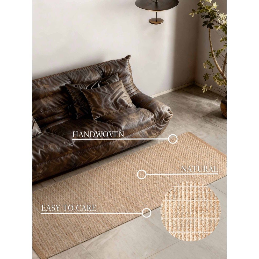 Chodnik z mieszanki juty dwustronny/tkany ręcznie w naturalnym kolorze 80x300 cm Birka – Villeroy&Boch (zdjęcie 3)