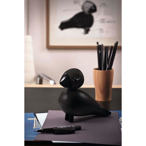 Czarna figurka z litego drewna bukowego Kay Bojesen Denmark Songbird Ravn-image-1