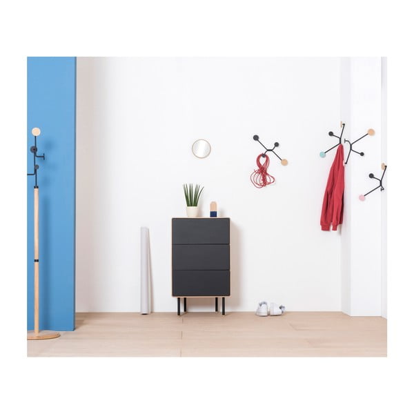 Czarno-naturalna wysoka komoda z litego drewna dębowego 60x100 cm Fina – Gazzda-image-2