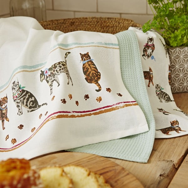 Zestaw 3 bawełnianych ścierek Cooksmart ® Cats on Parade-image-1