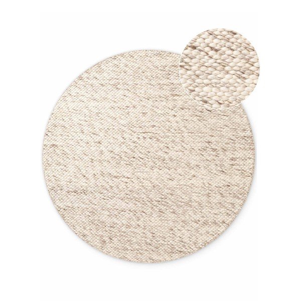 Beżowy/w naturalnym kolorze wełniany okrągły dywan tkany ręcznie ø 160 cm Lyon Beans – Elle Decoration