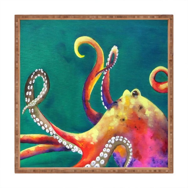 Drewniana taca dekoracyjna Octopus, 40x40 cm