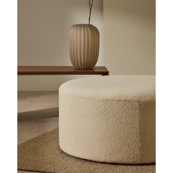 Kremowy puf z materiału bouclé Kaeli – Kave Home-image-1