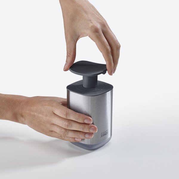Dozownik do mydła ze stali nierdzewnej w kolorze srebra z połyskiem 250 ml Presto Steel – Joseph Joseph-image-3