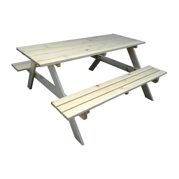 Zestaw mebli ogrodowych z drewna sosnowego dla 4 osób Piknik – Rojaplast