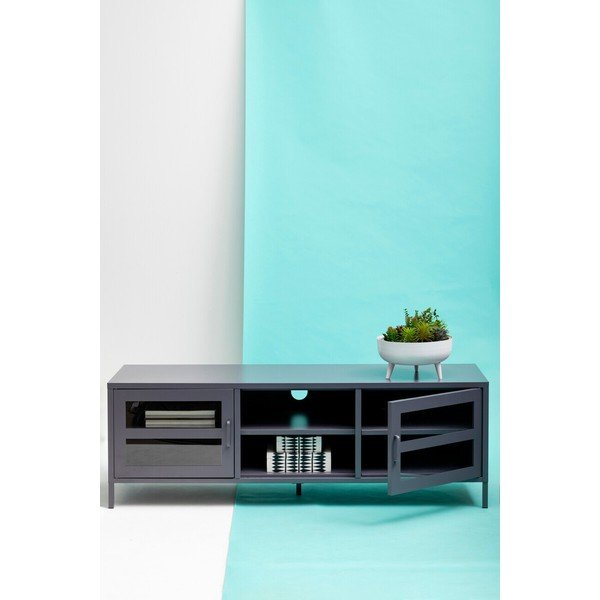 Szara stalowa szafka pod TV 150x50x45 cm Acier – Premier Housewares-image-1