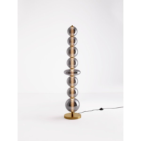 Szara metalowa lampa stojąca LED ze ściemniaczem ze szklanym kloszem (wysokość 140 cm) Navi – Nova Luce-image-3
