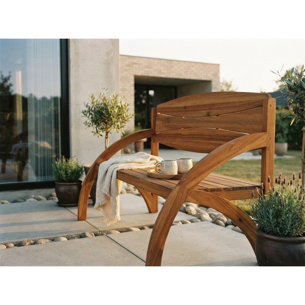 Brązowa drewniana ławka ogrodowa Hadia – Garden Pleasure-image-2
