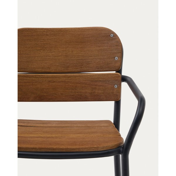 Czarno-brązowe drewniano-metalowe krzesło ogrodowe Algueret – Kave Home-image-4