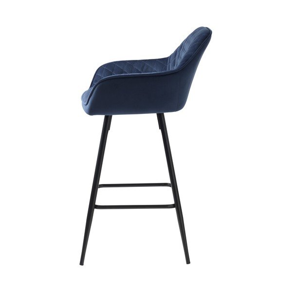 Niebieski aksamitny hoker (wysokość siedziska 67 cm) Milton – Unique Furniture-image-2