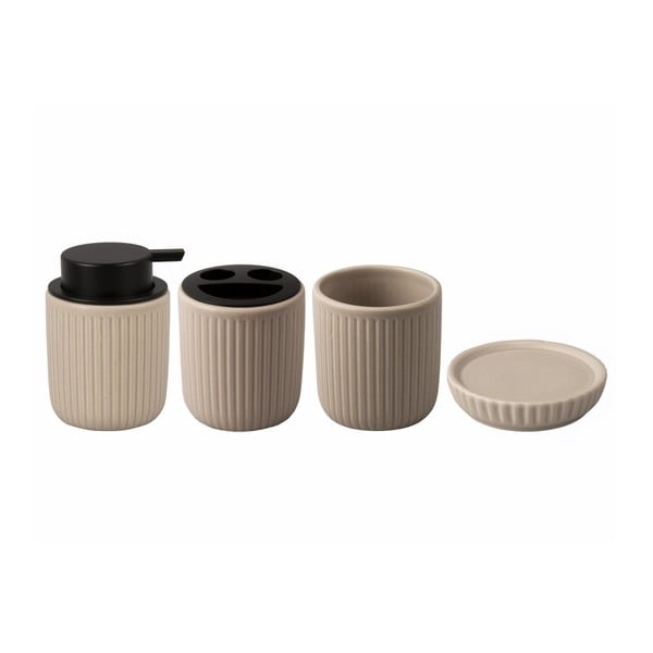 Beżowy ceramiczny zestaw akcesoriów łazienkowych Neat  – PT LIVING