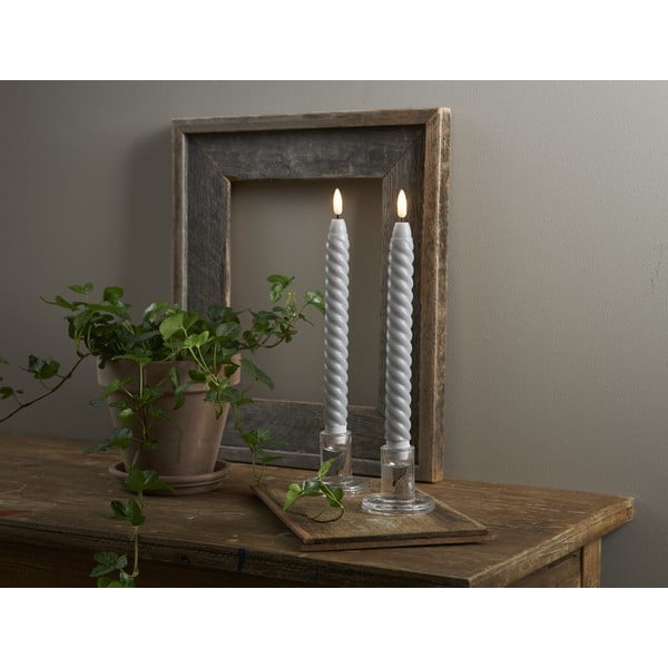 Zestaw 2 Szarych woskowych świec LED Star Trading Flamme Swirl Antique, wys. 25 cm-image-4