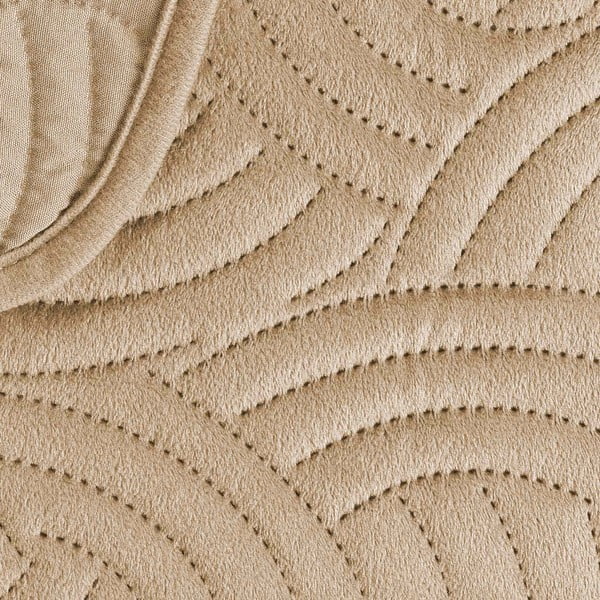 Jasnobrązowy aksamitny zestaw narzuty na łóżko i poszewki na poduszkę 240x260 cm Solange – douceur d'intérieur-image-4