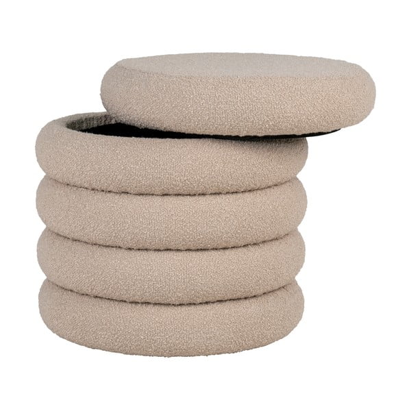 Beżowy puf z materiału bouclé Brooklyn – House Nordic-image-1