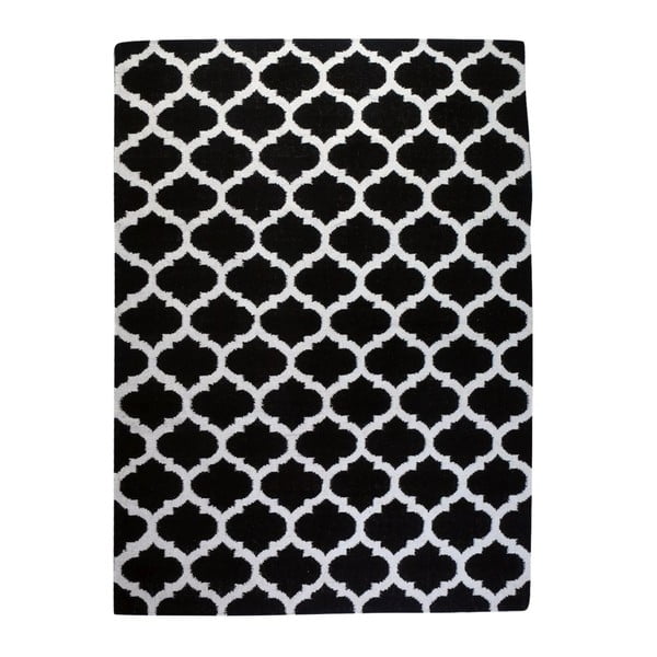 Dywan wełniany Geometry Guilloche White & Black, 160x230 cm