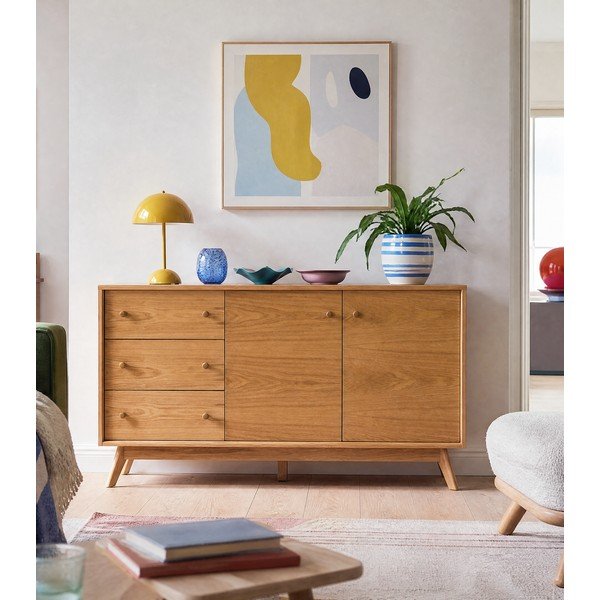 Niska komoda w dekorze dębu 149x75 cm Kensal – Woodman-image-1