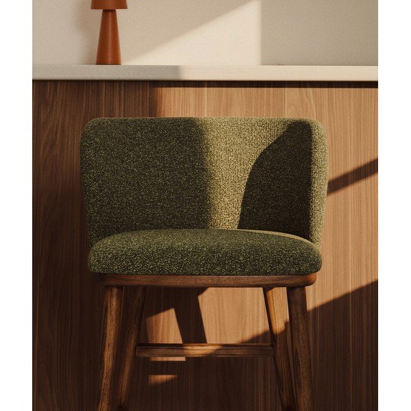 Ciemnozielony tapicerowany hoker (wysokość siedziska 75 cm) Ciselia – Kave Home-image-2