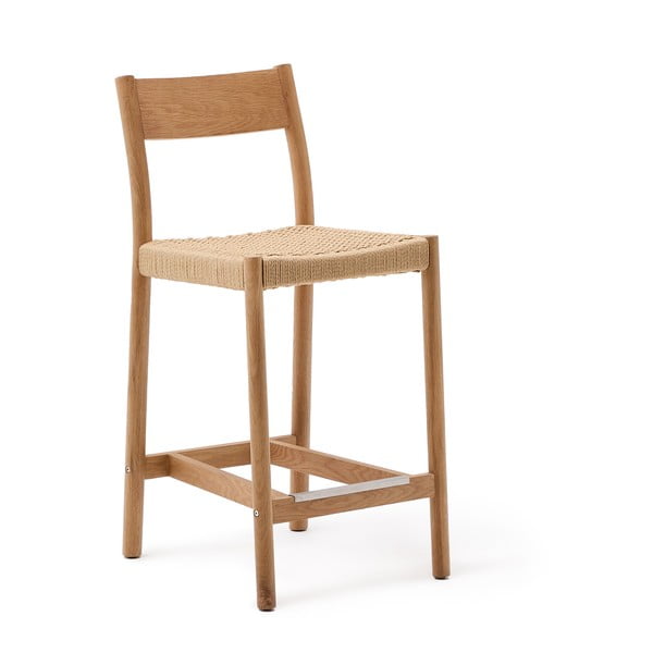 Hoker z litego drewna dębowego w naturalnym kolorze (wysokość siedziska 65 cm) Yalia – Kave Home