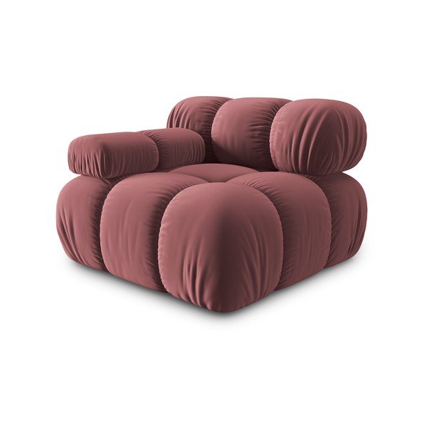 Różowy aksamitny moduł sofy (lewostronny) Bellis – Micadoni Home-image-3