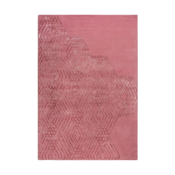 Różowy dywan wełniany Flair Rugs Diamonds, 120x170 cm