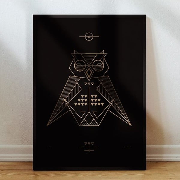 Plakat Owl Black/Gold, 50x70 cm