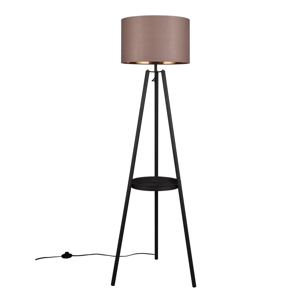Czarna lampa stojąca z półką (wys. 152 cm) Colette – Reality