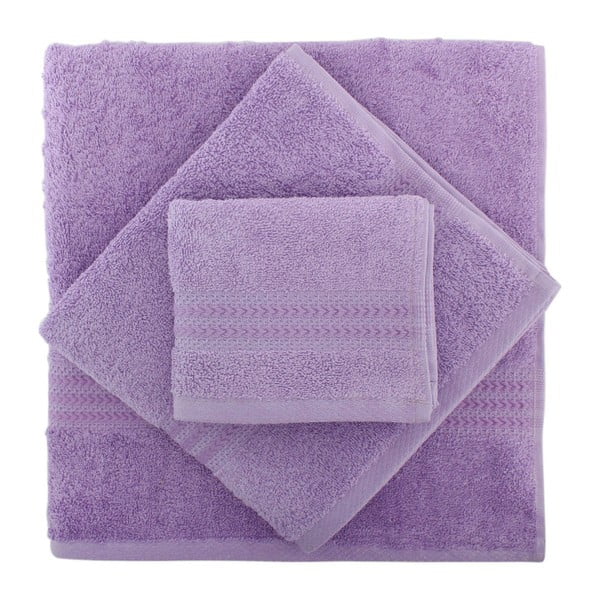 Zestaw 3 fioletowych ręczników Rainbow