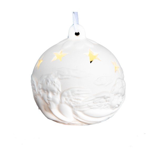 Porcelanowa bombka z motywem aniołka LED Dakls