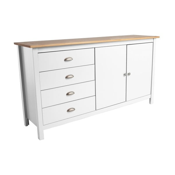 Biała komoda z litego drewna sosnowego z 4 szufladami Marckeric Jade, dł. 150 cm-image-2