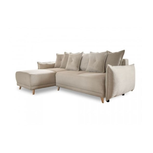 Beżowy sztruksowy rozkładany narożnik (strona zmienna) Lazy Lukka – Miuform