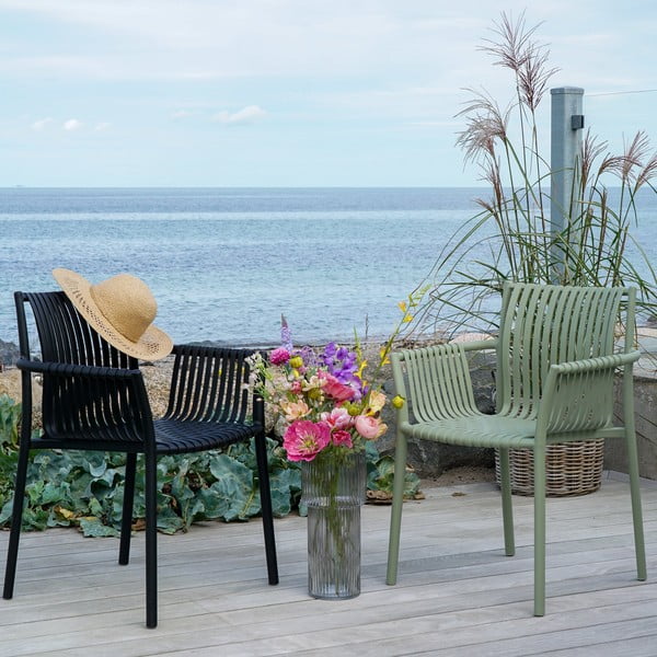 Czarne plastikowe krzesła ogrodowe zestaw 2 szt. Tulsa – House Nordic-image-1