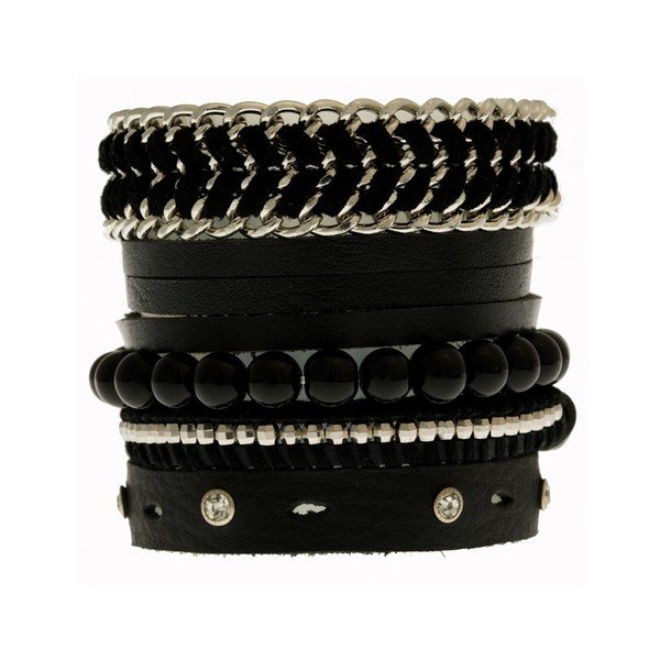 Skórzana bransoletka Black Stack