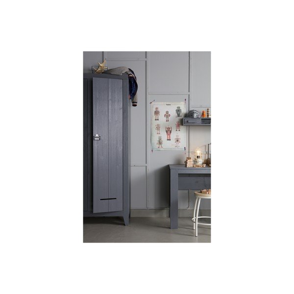 Stalowoszara szafa dwudrzwiowa WOOOD Kluis-image-4