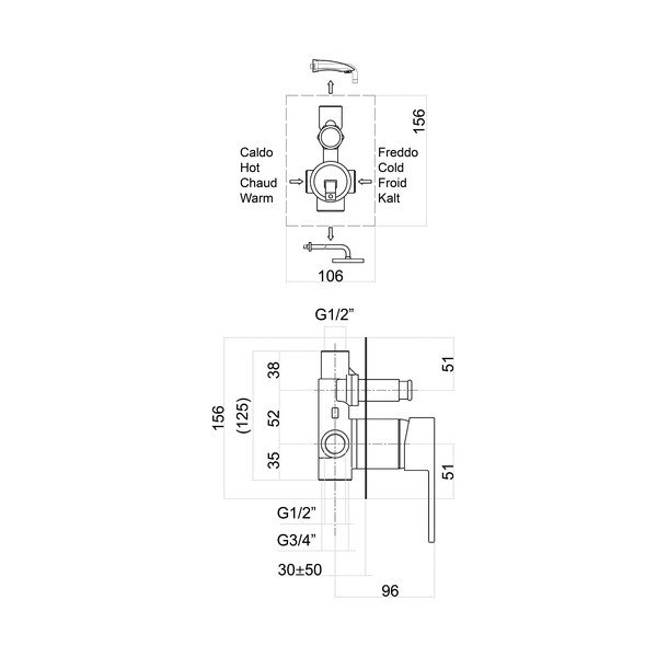 Bateria prysznicowa podtynkowa w kolorze srebra z połyskiem (2 otwory) Latus – Sapho-image-1