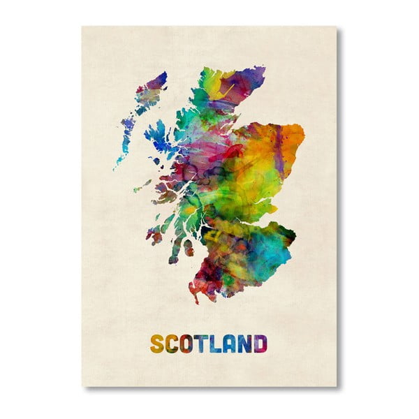 Plakat z kolorową mapą Szkocji Americanflat Art, 60x42 cm